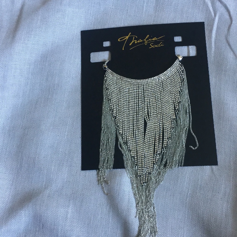 SILVER-CRYSTAL FRINGED NECKLACE